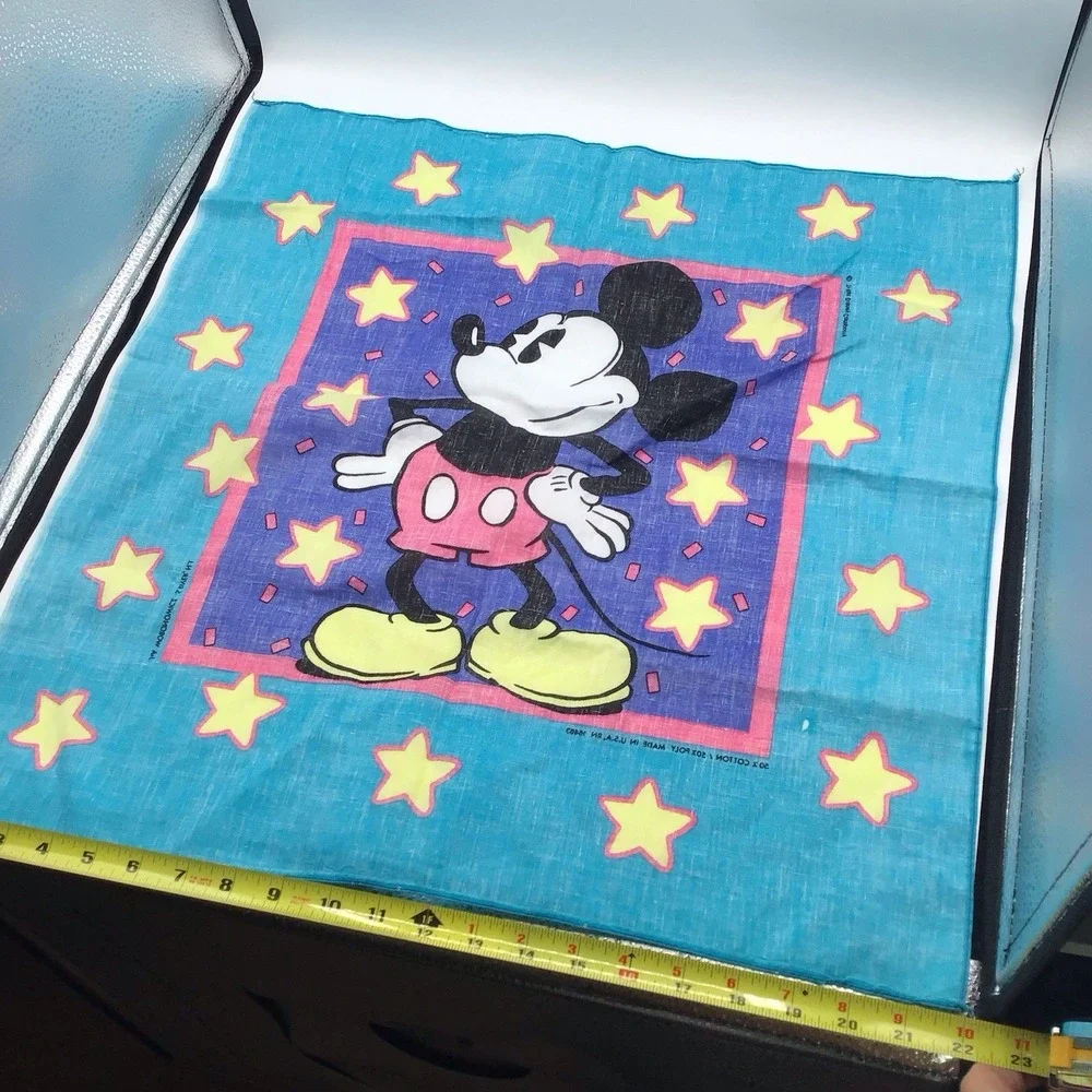 Vintage 90s Walt Disney Disneyland resort Mickey Mouse scarves scarf 22x22